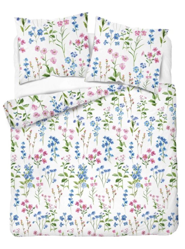 Hrejivá flanelová posteľná bielizeň s motívom lúčnych kvetov