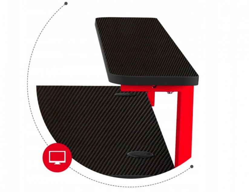 Izjemno moderna črno-rdeča pisalna miza za zahtevne igralce