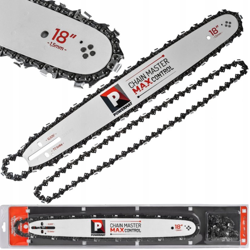 Lamă pentru drujbă pe benzină 18"/45 cm + 2 lanțuri - 0,325", 72 verigi, 1,5 mm
