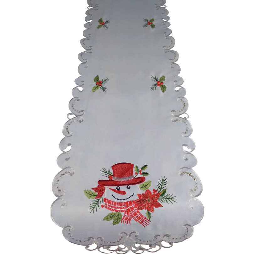 Stola gri de Crăciun cu broderie de om de zăpadă