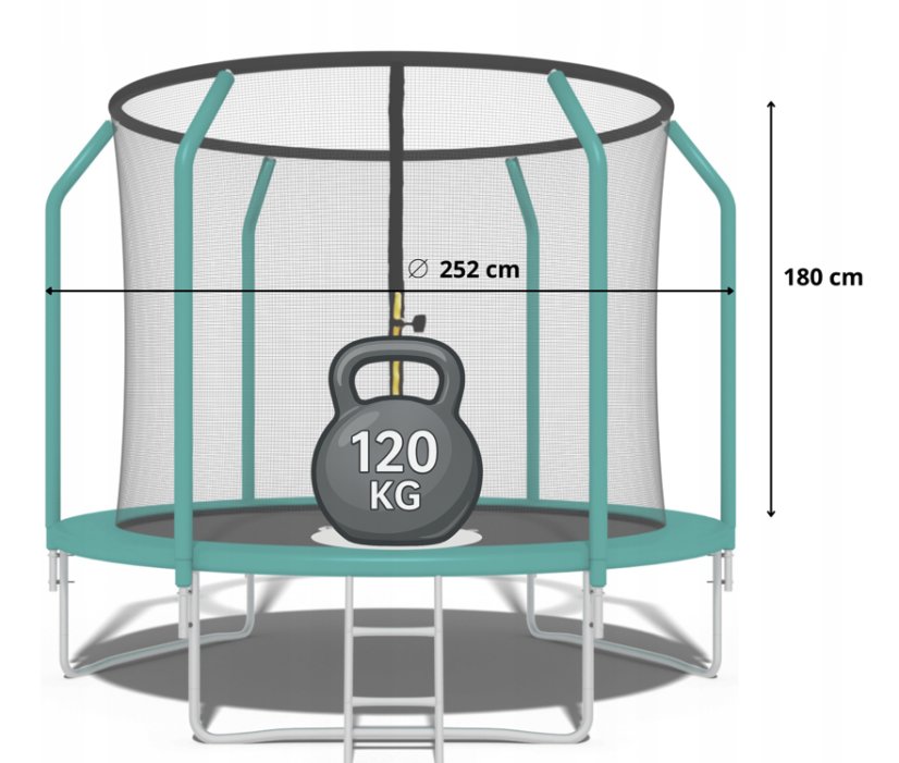 Prémiová zahradní trampolína pro děti s vnitřní sítí 2,4 m - Ø 252 cm