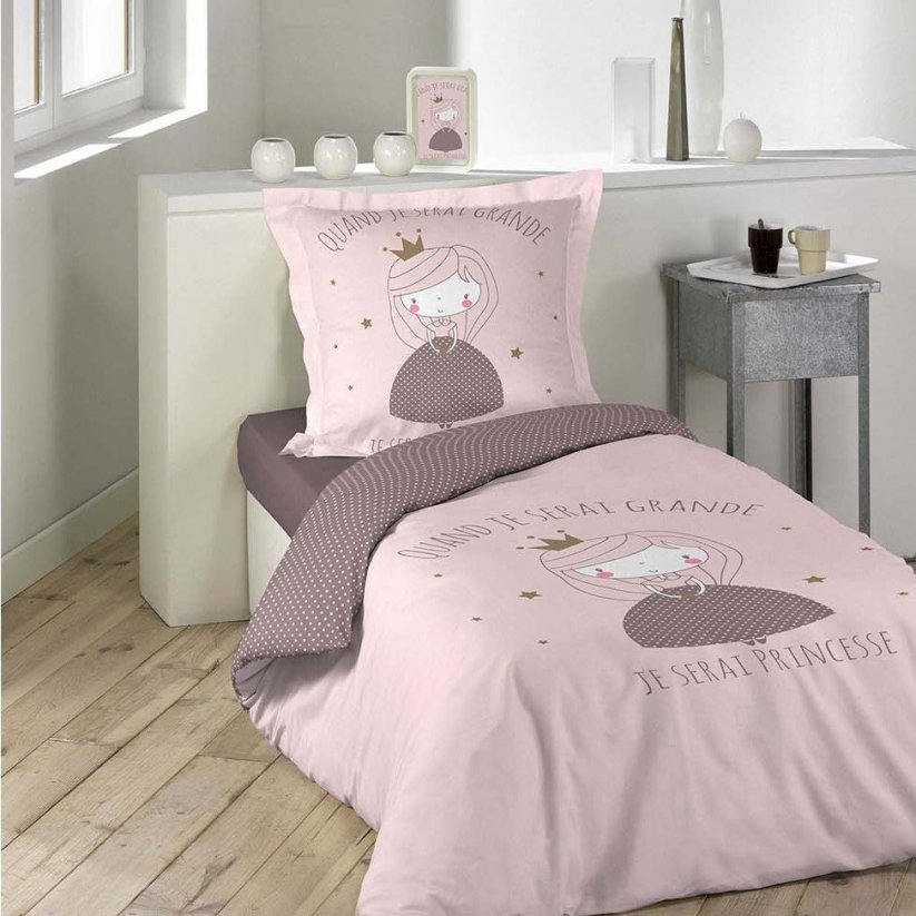 Růžové dětské povlečení na postel s princeznou ALICE 140x200 cm