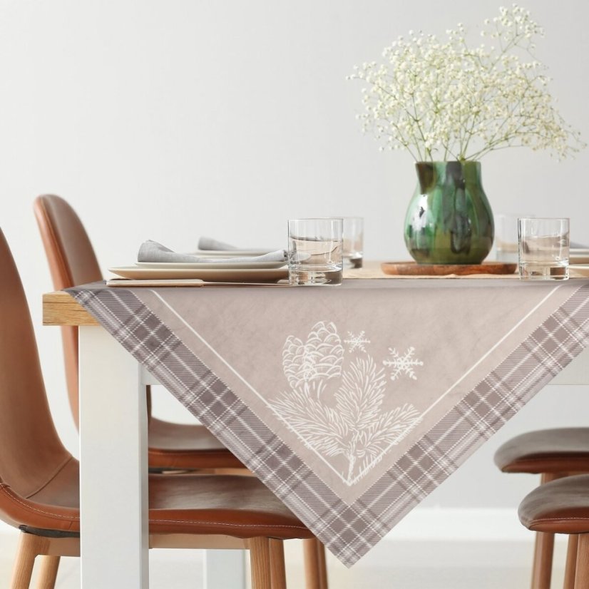 Bézs színű karácsonyi terítő finom mintával