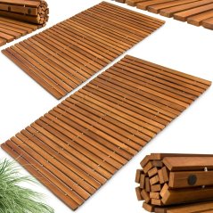 Rutschfeste Badezimmer-Badematte aus Akazienholz 76 x 50 cm - 2 Stück