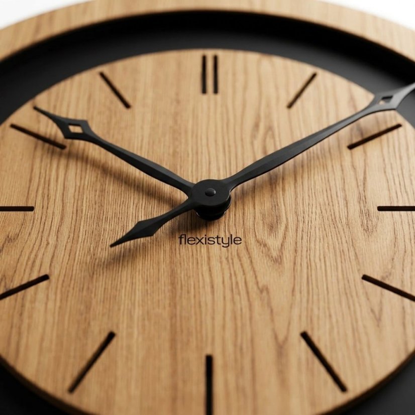 BLACK&OAK Стенен часовник XXL от дъб, 75 см, с безшумен механизъм