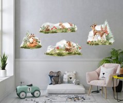 Nálepka na stenu do detskej izby -  lesné zvieratká a príroda