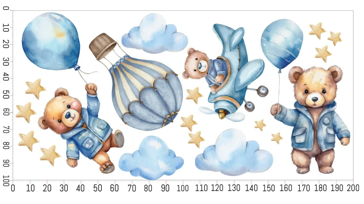 Fali matrica fiú gyerekszobába - mackó