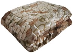 Кафяво топло одеяло с шарка от квадрати