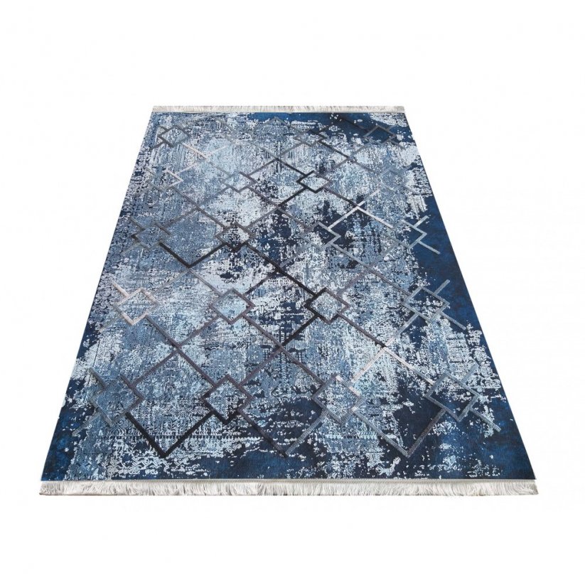 Феноменален син шарен килим в скандинавски стил