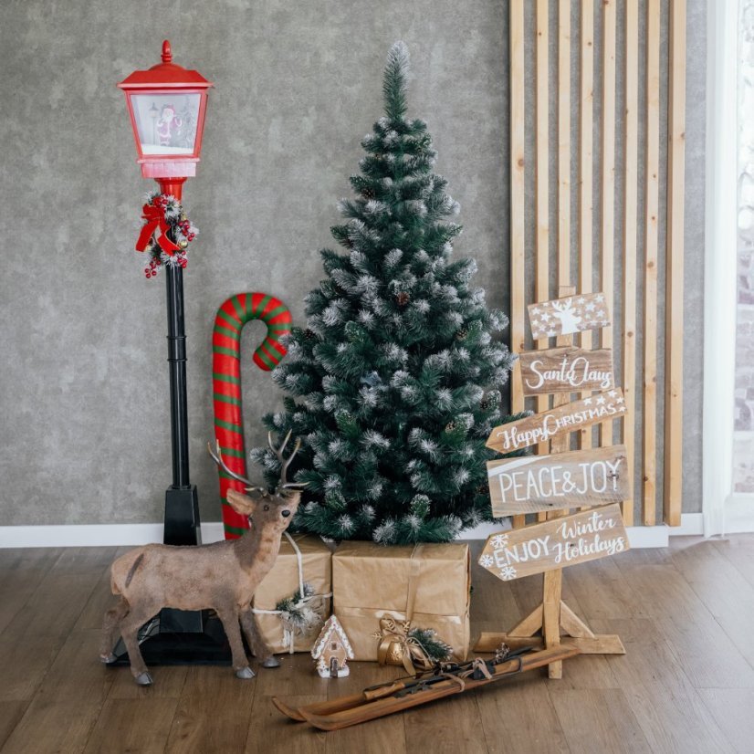 Vianočný stromček so šiškami a kryštálikmi 220 cm