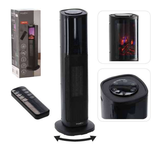 Încălzitor electric tip coloană cu efect de flacără 2000 W