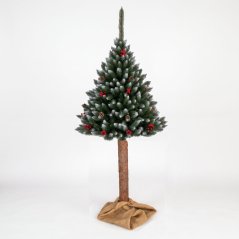 Brad de Crăciun decorat cu conuri de pin și fructe de pădure roșii – 190 cm