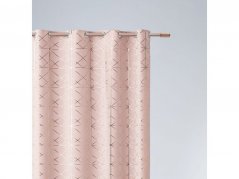 Elegante tenda ad anelli rosa cipria con delicato motivo dorato 140x260 cm