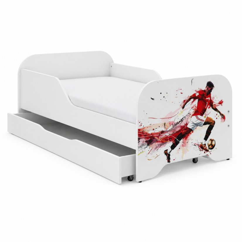 Kompletní dětská postel 160 x 80 cm s matrací a lamelovým roštem - FOOTBALLER