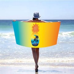 Schnell trocknendes Strandtuch mehrfarbig mit Ananas