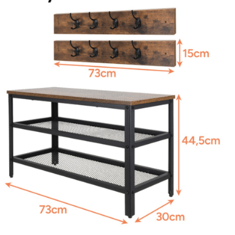 Ipari cipőtartó állvány akasztóval és paddal