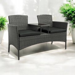 Garten-Rattan-Garnitur NM-03 - grau + graue Kissen