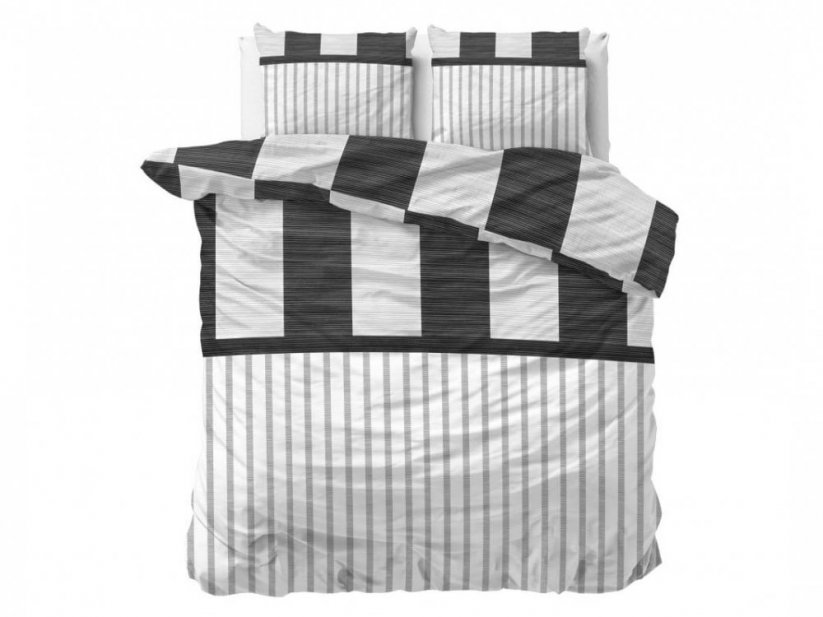 Lenjerie de pat albă modernă cu dungi 140 x 200 cm