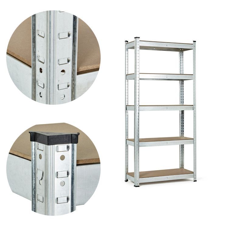 Stabilný kovový úložný regál s 5 policami 180x90x40