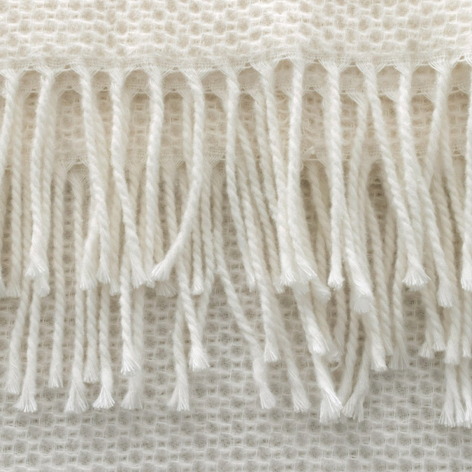 Turecká bavlnená deka s ozdobnými strapcami - krémová