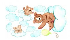 Радостен детски стикер за стена Семейство мечки