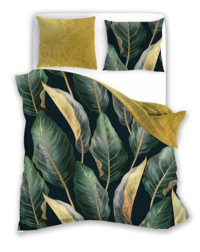 Megfordítható ágynemű pamut szaténból, levél motívummal