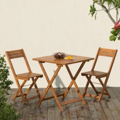 Set da giardino in legno 3 pezzi - tavolo pieghevole + sedie