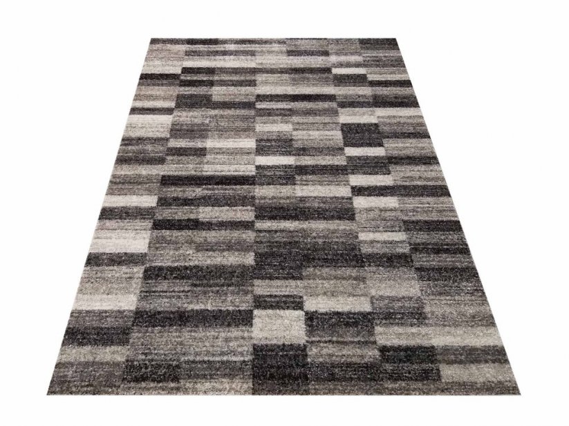 Modern szürkésbarna szőnyeg téglalapokkal - Méret: Szélesség: 120 cm | Hossz: 170 cm