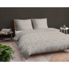 Flanel ágynemű - bézs, geometrikus mintával