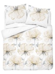 Biancheria da letto in cotone traspirante con fiori beige