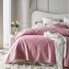 Ružový velúrový prehoz na posteľ Feel 170 x 210 cm