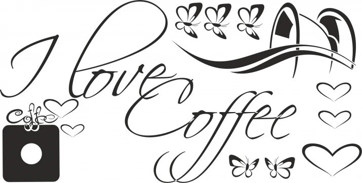 Samolepka na zeď s textem I LOVE COFFEE - Rozměr nálepky: 60 x 120 cm
