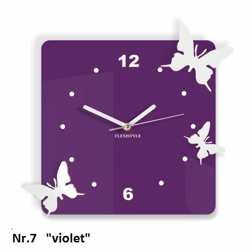 Červené nástenné hodiny 3D motýliky