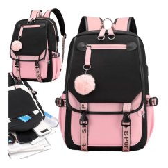 Zaino scolastico ergonomico per ragazzi - rosa-nero