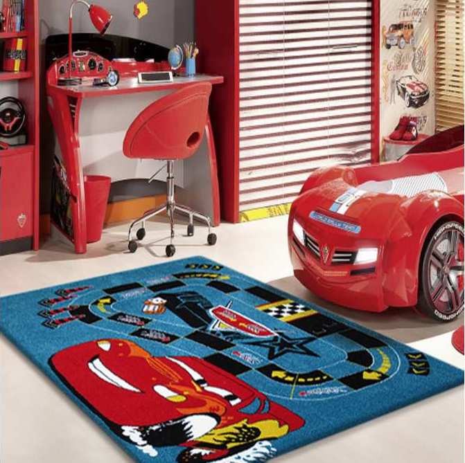 Modrý koberec s autíčkom McQueen - Rozmer koberca: Šírka: 200 cm | Dĺžka: 290 cm