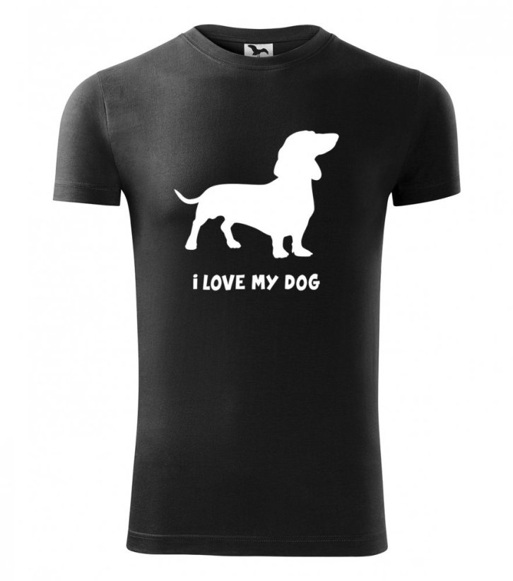 Bavlnené tričko s krátkym rukávom s potlačou psíka - Barva produktu: Černá, Velikost: L