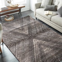 Модерен килим с интересен геометричен модел от повтарящи се диагонални линии