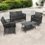 Gartenset NM-02 aus hochwertigem Technoratan - grau + graue Kissen