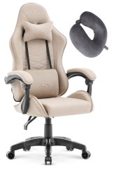 Scaun gaming CABRO C500 – din țesătură, cu spătar reglabil, capacitate de până la 150 kg, bej + CADOU