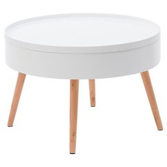 Tavolino rotondo con vano portaoggetti 60 cm