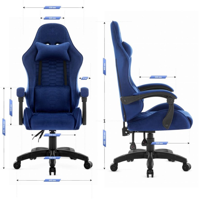 Gaming stol HC-1000 NAVY - žametna tkanina