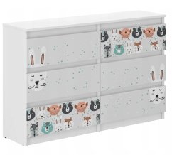 Cassettiera per bambini con animali della foresta, 77 x 30 x 140 cm