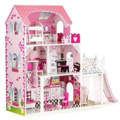 Дървена къща за кукли XXL с асансьор и пързалка ECOTOYS