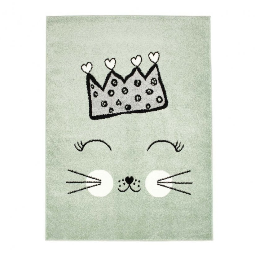 Пастелно зелено детско килимче за игра с Кити
