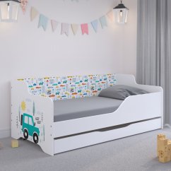 LILU Fehér gyerekágy háttámlával 160 x 80 cm - Terepjáró