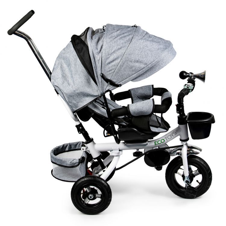 Detská sivá balančná trojkolka, bicykel Ecotoys