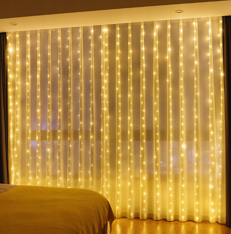 LED svjetlosna zavjesa 3x3 m - 300 LED dioda - toplo bijela - USB - uređenje interijera