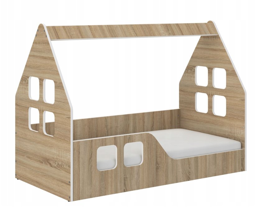 Gyermekágy Montessori ház 140 x 70 cm tölgyfa sonoma dekor balra