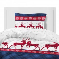 Božični flanelni listi modri s severnim jelenom