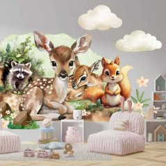 Akvarelová samolepka - lesní zvířata